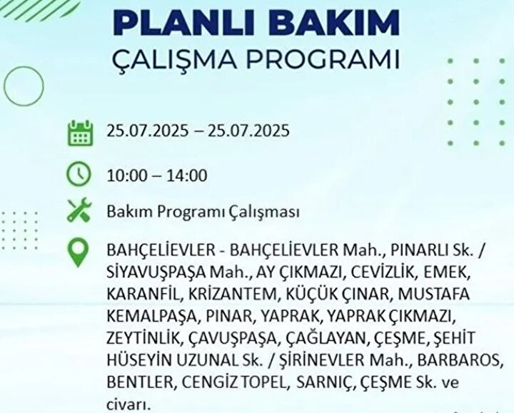 Bahçelievler Elektrik Kesintisi