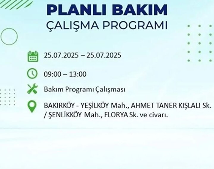 Bakırköy Elektrik Kesintisi