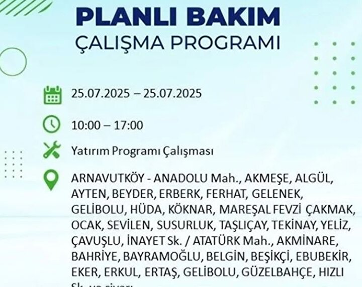Arnavutköy Elektrik Kesintisi
