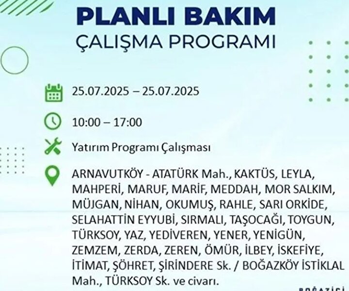 Arnavutköy Elektrik Kesintisi